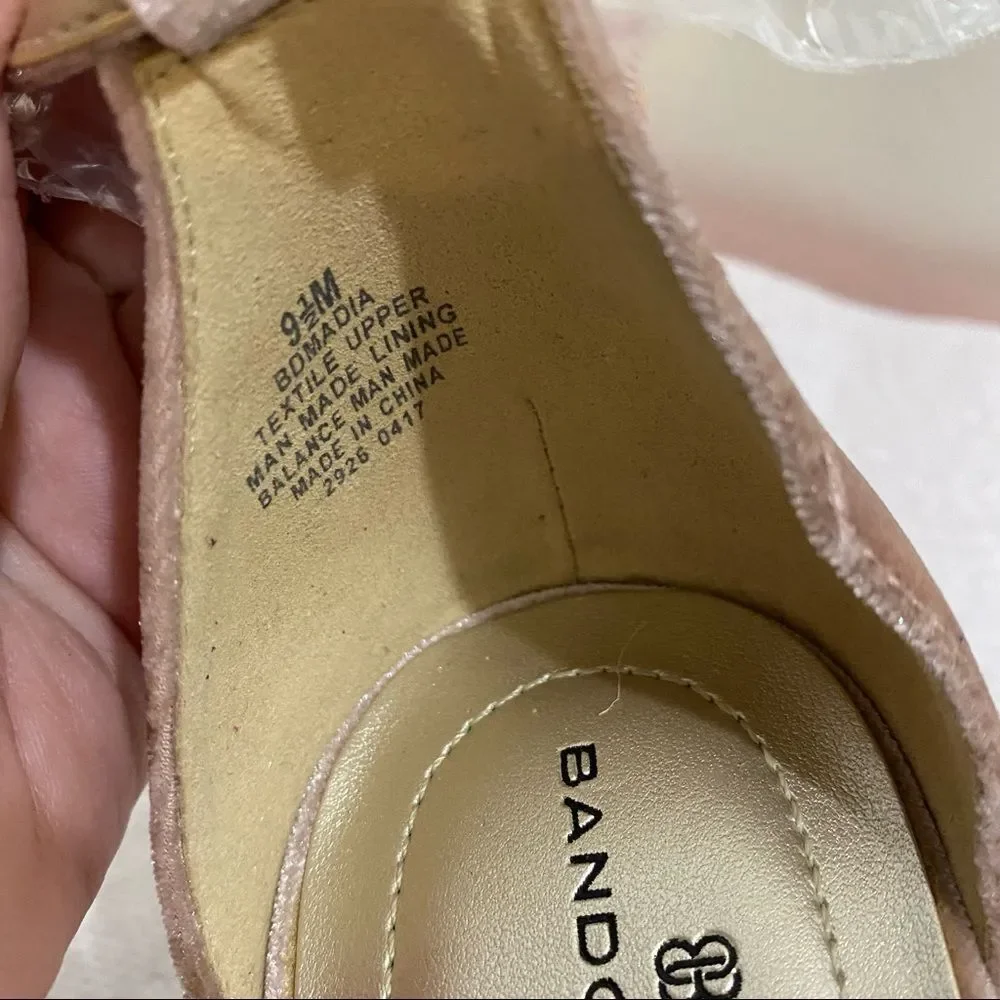 Bandolino Womens Madia Fabric Open Toe Ankle Strap Dark Blush heels 9.5